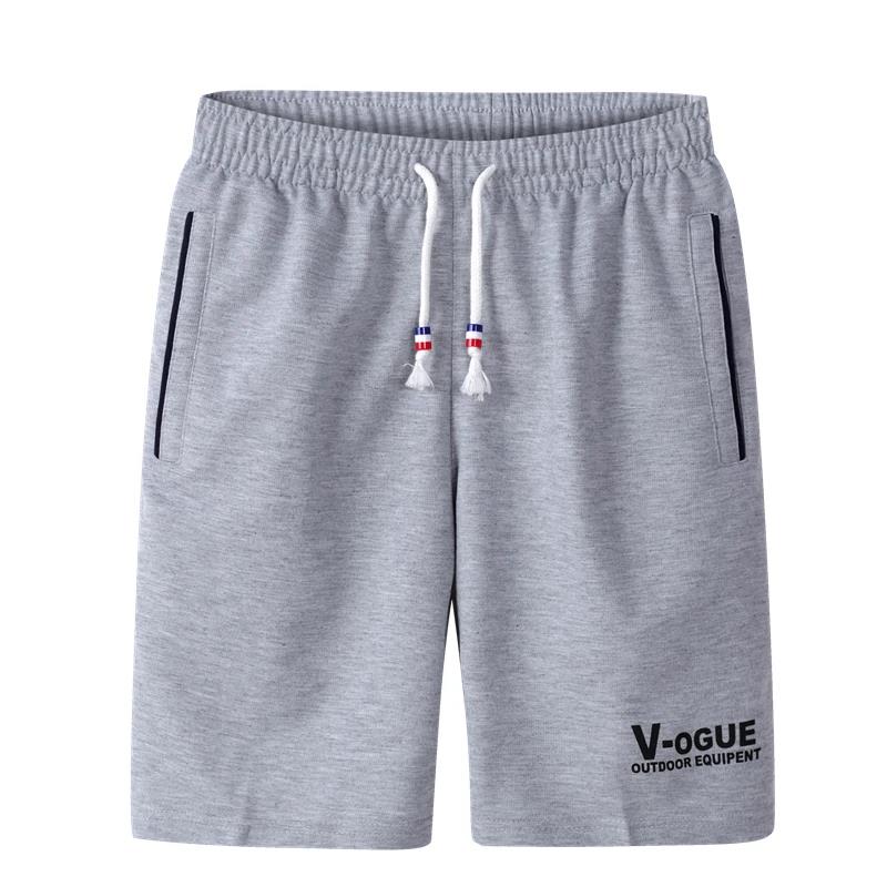 Herren Shorts Dünne Casual Sports Sommer Fünf-Punkt-Hose Lose Strandhose Reithose Herrenhose XXXL hellgrau
