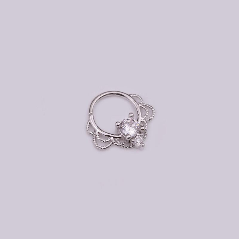 8mm Edelstahl Nasenring, Creole für Septum Helix Knorpel Ohr Piercing Schmuck 06 silber