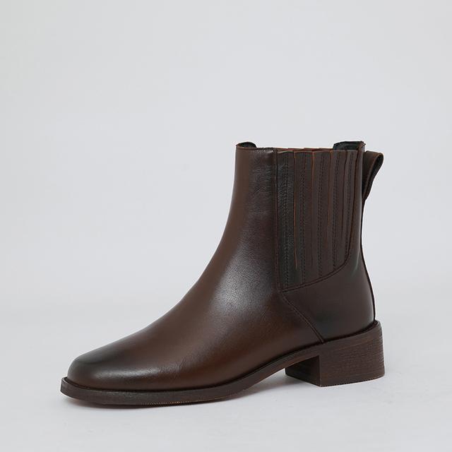 Neu Herbst Mode Frauen Stiefel Starke Ferse Retro Slip -On Chelsea Boot Kuh Leder Frauen Plattform Boot Frauen Schuhe 39 braun