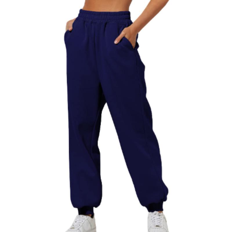 Frühling und Herbst Damen Hosen Hohe Elastische Taille Einfarbig Casual Hosen Weiche Warme Taschen Lose Frühling Herbst Jogginghose Jogginghose XXL navy blau