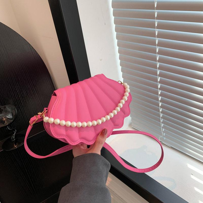 Mode Einfache Umhängetasche Damen Koreanische Mode Schultertasche Nischentrend Muscheltasche rose rot