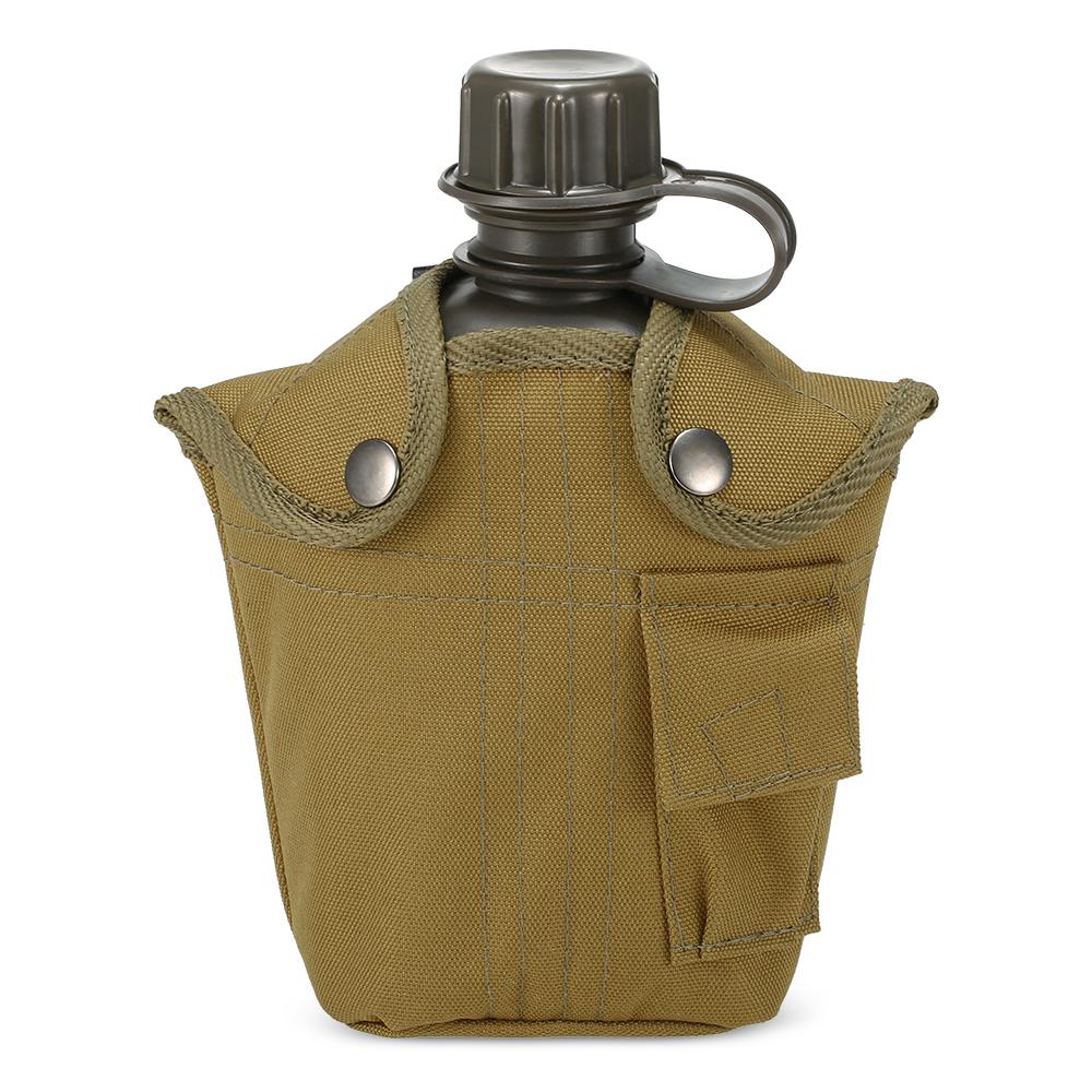 1L Outdoor Militär Kantinenflasche Camping Wandern Rucksackreisen Survival Wasserflasche Wasserkocher mit braun