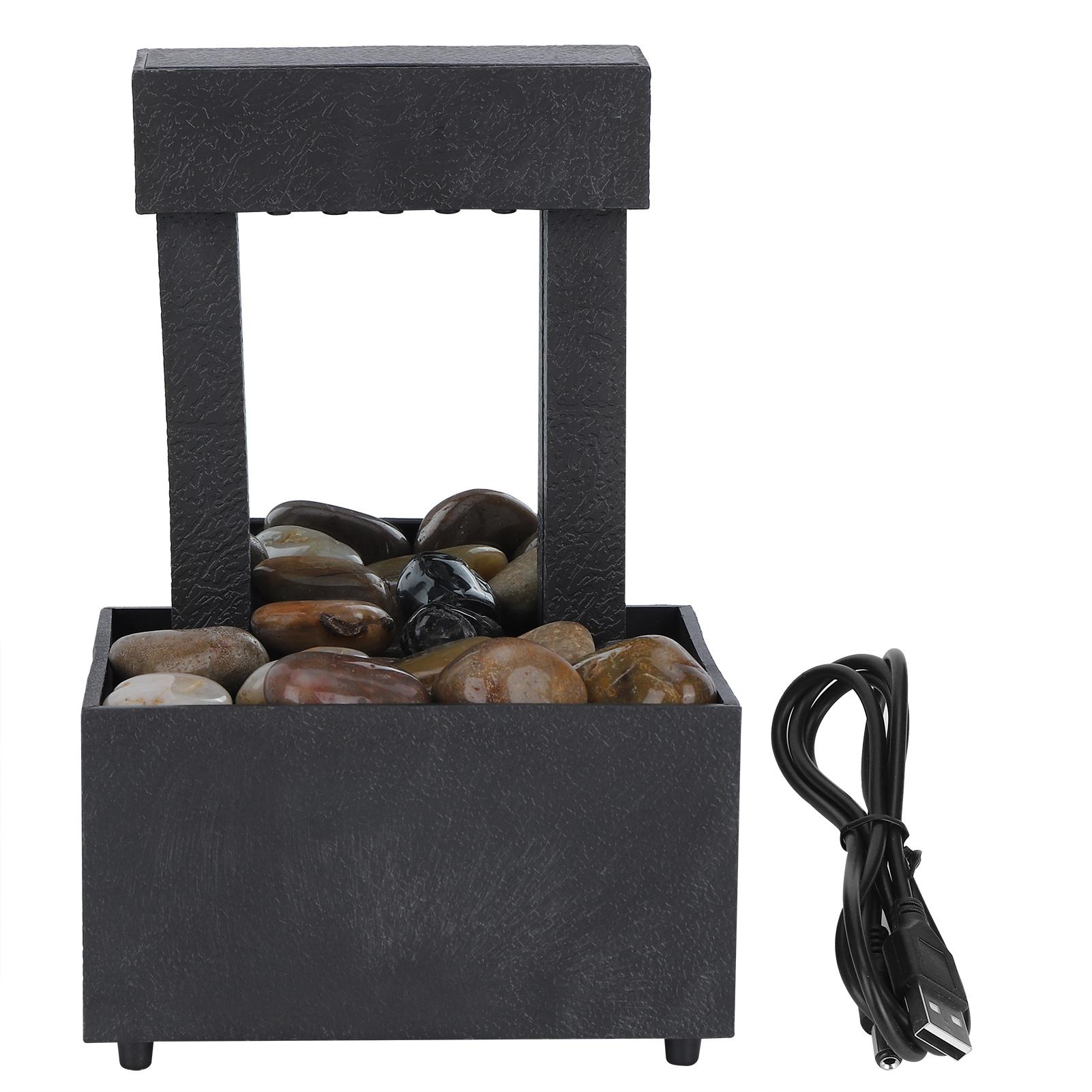 USB LED Zimmerbrunnen Beleuchteter Wasserfall Tischbrunnen mit Steinen für Büro Heimdeko