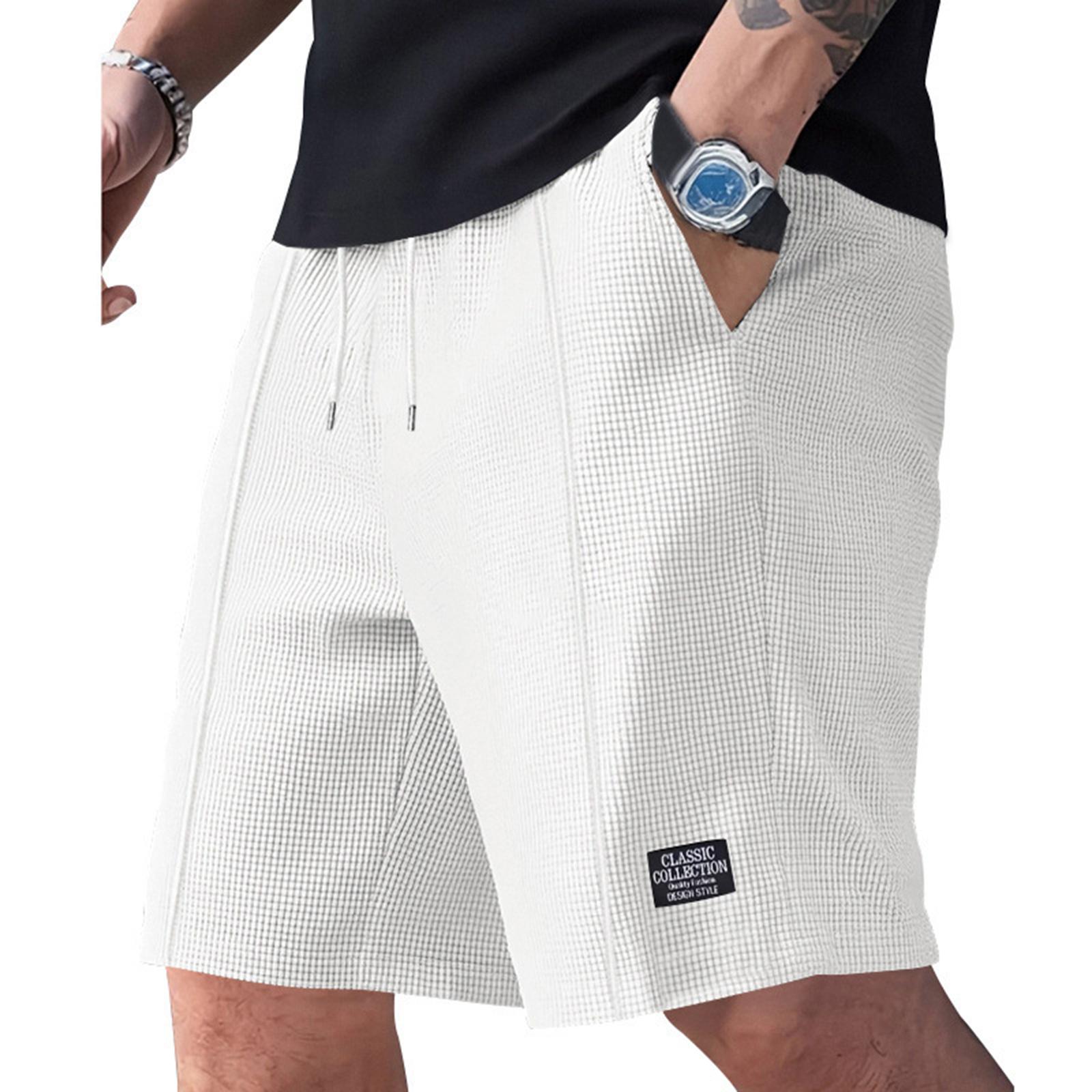 Baumwollshorts Herren Lässiger Stil Herren Jogginghosen mit Kordelzug Taille Cargoshorts für Herren und Bermudas Para Hombres für den täglichen Gebrauch XXL weiß