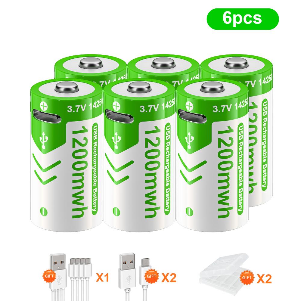 PALO 3,7 V 14250 300 mAh wiederaufladbarer Lithium-Akku, wiederaufladbarer USB-Sensor-Akku – rot/grüner Laserpointer-Akku, kostenloses Kabel
