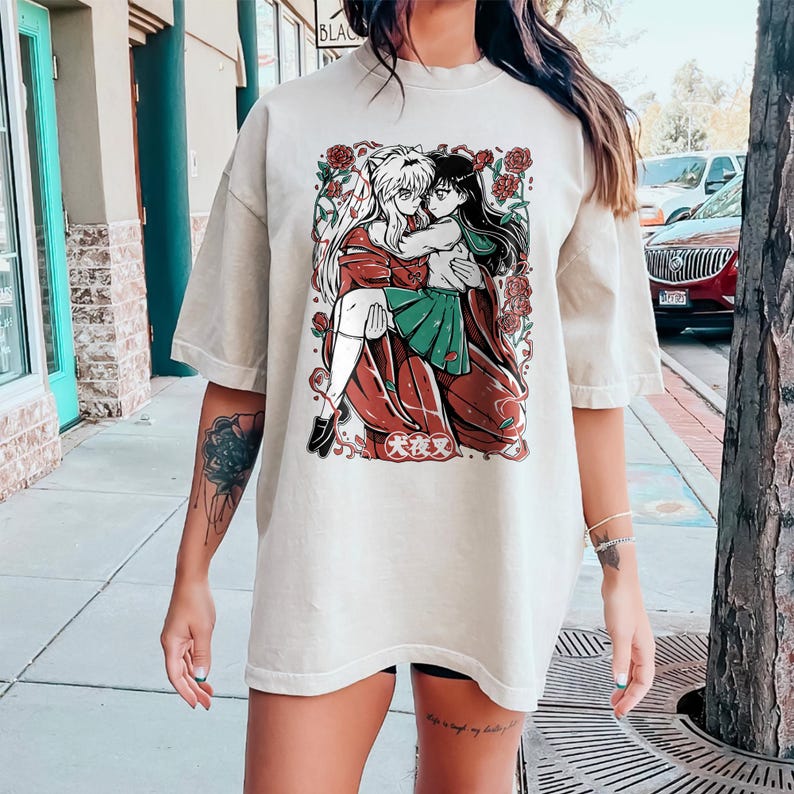 Anime-Liebhaber T-Shirt, Anime T-Shirt, Anime Vintage Special Unisex T-Shirt, Anime Manga Sweatshirts, Grafik Anime T-Shirt, Mode Anime T-Shirt, Manga Shirts XL beige