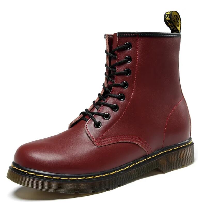 Classic Doc Motorradstiefel Herrenschuhe Freizeitschuhe Klassische Stiefeletten High Slip Office Belüftung Utility Schuhe Herren 255 rot