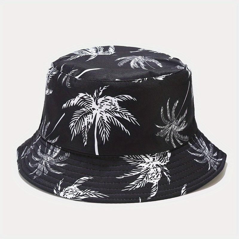 Sommer Schutzhut Herrenmode Kokosnuss Print Bucket Hat Unisex Fischerhut Damen Freizeit Beckenmütze 56-58cm schwarz