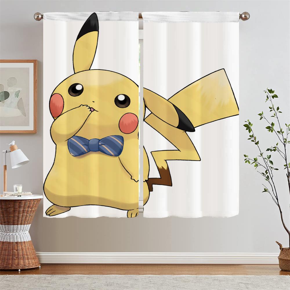 Chiffon Vorhang Raffhalter Pikachu Tentakel Jugendzimmer Vorhänge für Zimmer Luxus Vorhänge für Wohnzimmer im Angebot Jalousien Locken W74xH114cmx2pcs-CL