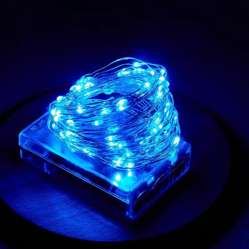 LED-Lichterkette 10M 5M 2M Lichterkette Home Weihnachten 2024 Hochzeitsfeier Dekor mit 3 * AA-Batterien betrieben 10M 100LED blau