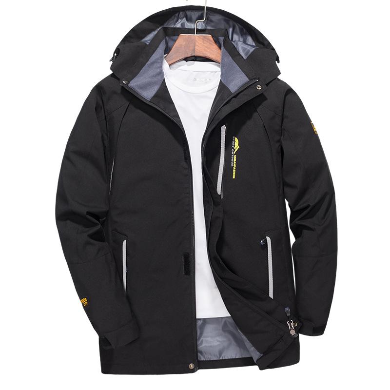 Wasserdichte Wanderjacke für Herren, große Größe, winddicht, Windjacke, Camping, Jagd, Laufen, Trekking, Angeln, Mantel, Herren, Outdoor 8XL schwarz