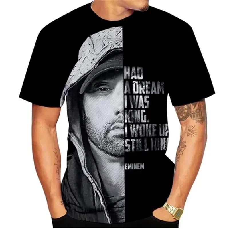 Rapper EMINEM 3D Gedrucktes Hip-hop T-Shirt Herren Damen Kleidung T-Shirts Harajuku Mode Lässig Kurzärmeliges Hip-hop Shirt y2k Oberteile XL