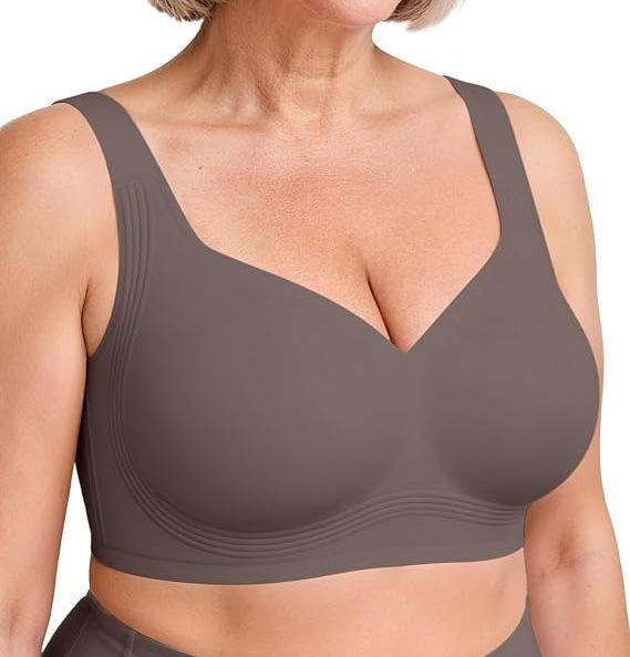 OEAK Seamless Push-Up BH mit Leopardenmuster – Bügellos, Weicher Halt, Große Größen, Bequem, Dünn, Anti-Hänge-Damenunterwäsche S grau