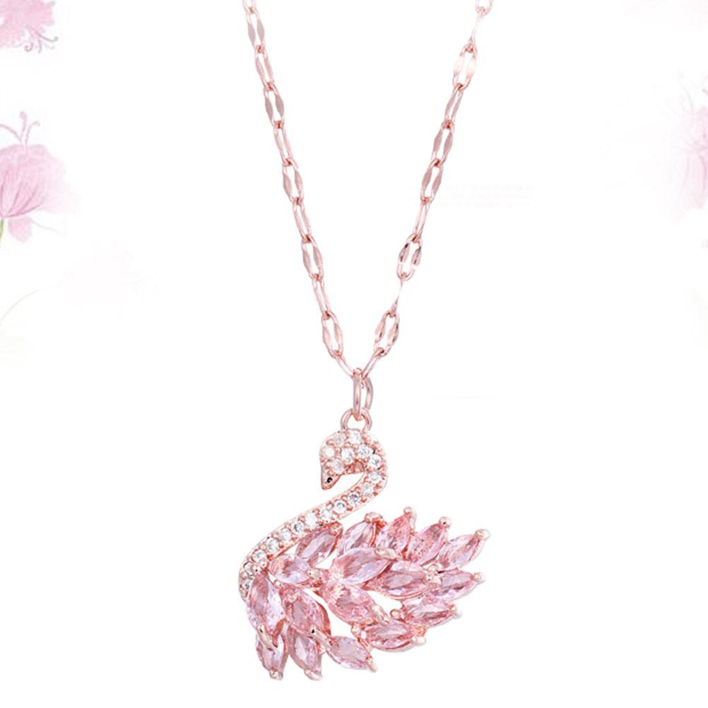 Zirkon Halskette Halsdekoration Elegante Halskette Schwanförmige Halskette Halsschmuck Rosa rosa