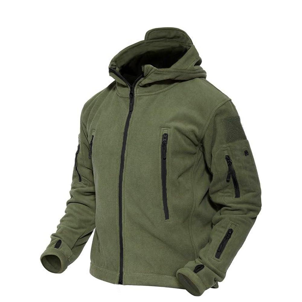 Herbst Herrenjacke Mäntel Outdoor Fleece Casual Top Herren Outdoor Wandern Taktische Kapuzenjacke mit Reißverschluss S armee grüne