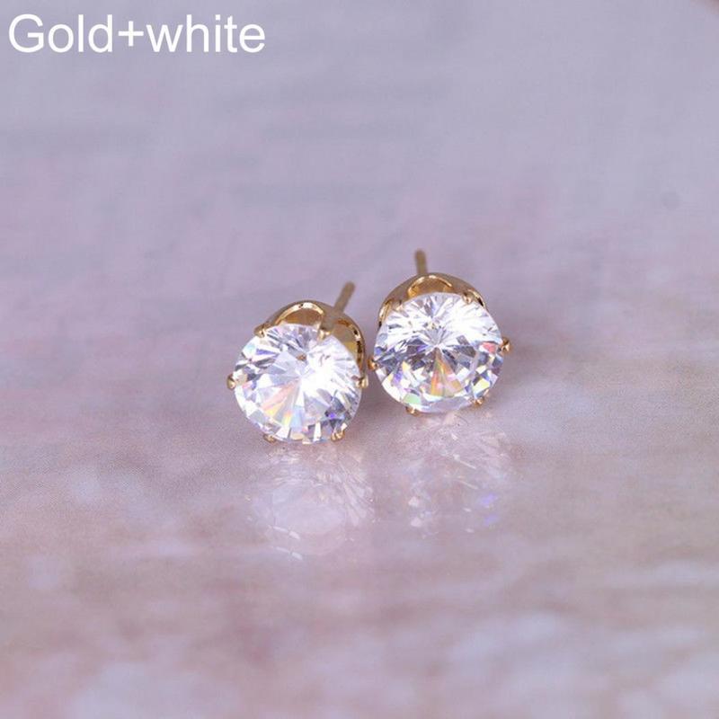 1 Paar Ohrringe Damen Modeschmuck Elegante Zirkonia Ohrstecker Hochzeitsgeschenk gold&white