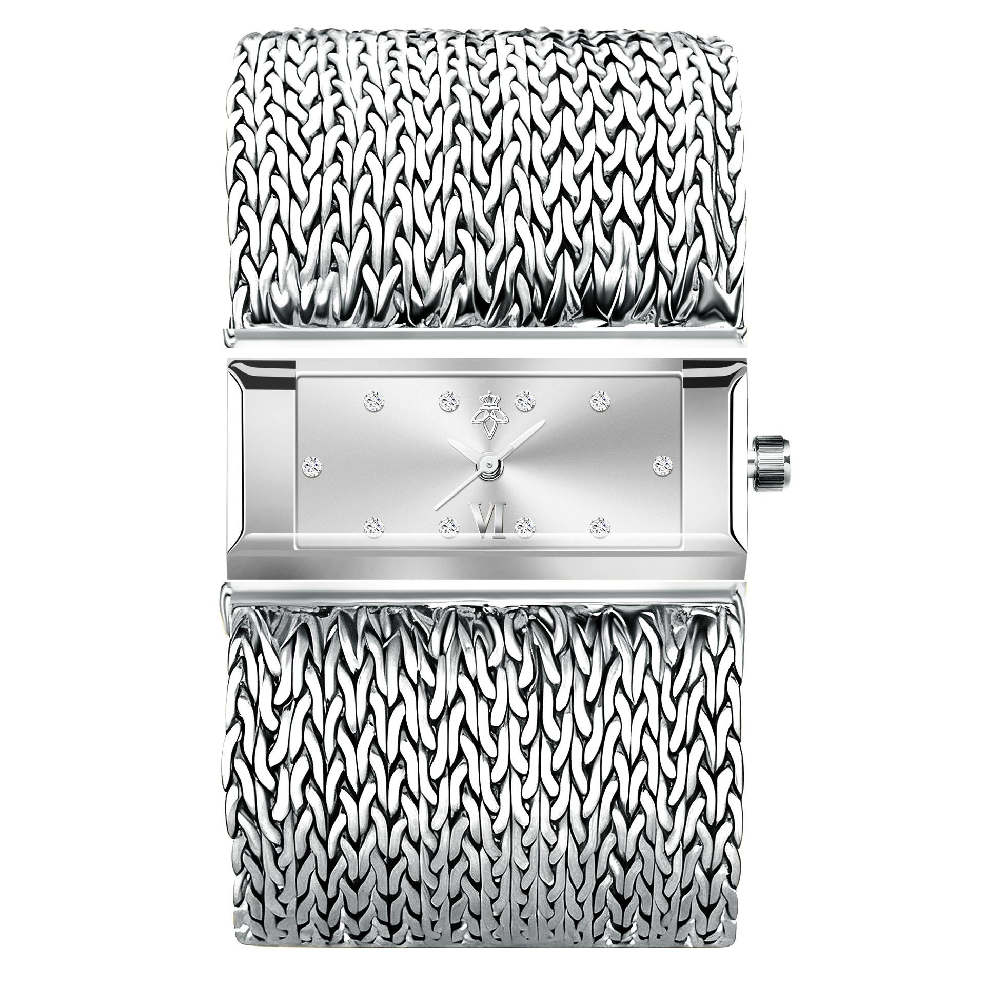Quadratische Kette Uhr Damen Quarz Uhr Strass Uhr Naher Osten gray