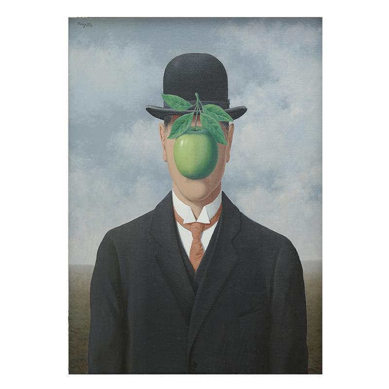 Der Sohn des Menschen von Rene Magritte, Gemälde an der Wand, Leinwandbilder für Wohnzimmer, Kunstdrucke und Poster, Dekoration 30X40cm No Frame gray