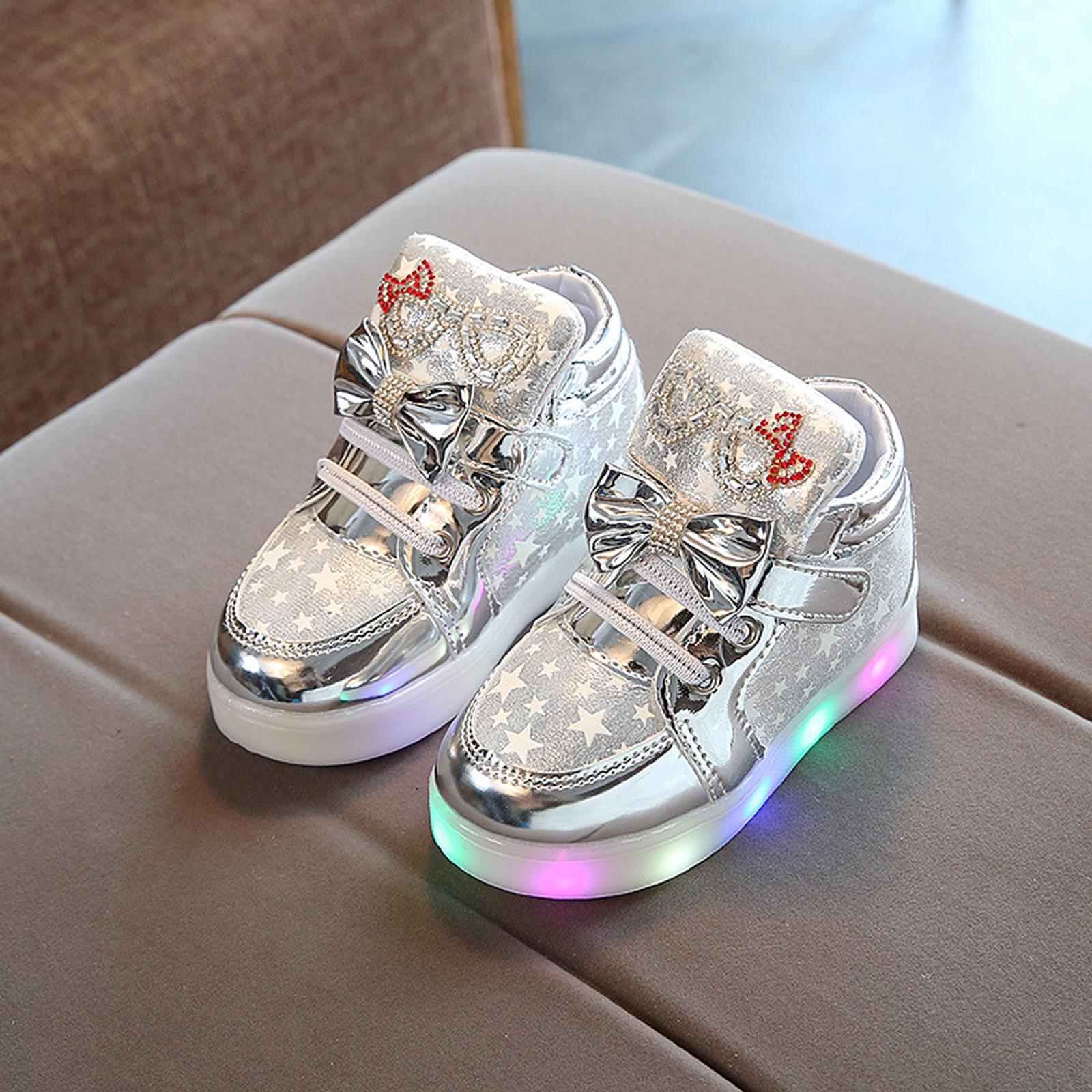 Neugeborene Baby Kinder Mädchen Schuhe Skateboard Schuhe Beleuchtung leuchtende Schuhe 26 silber