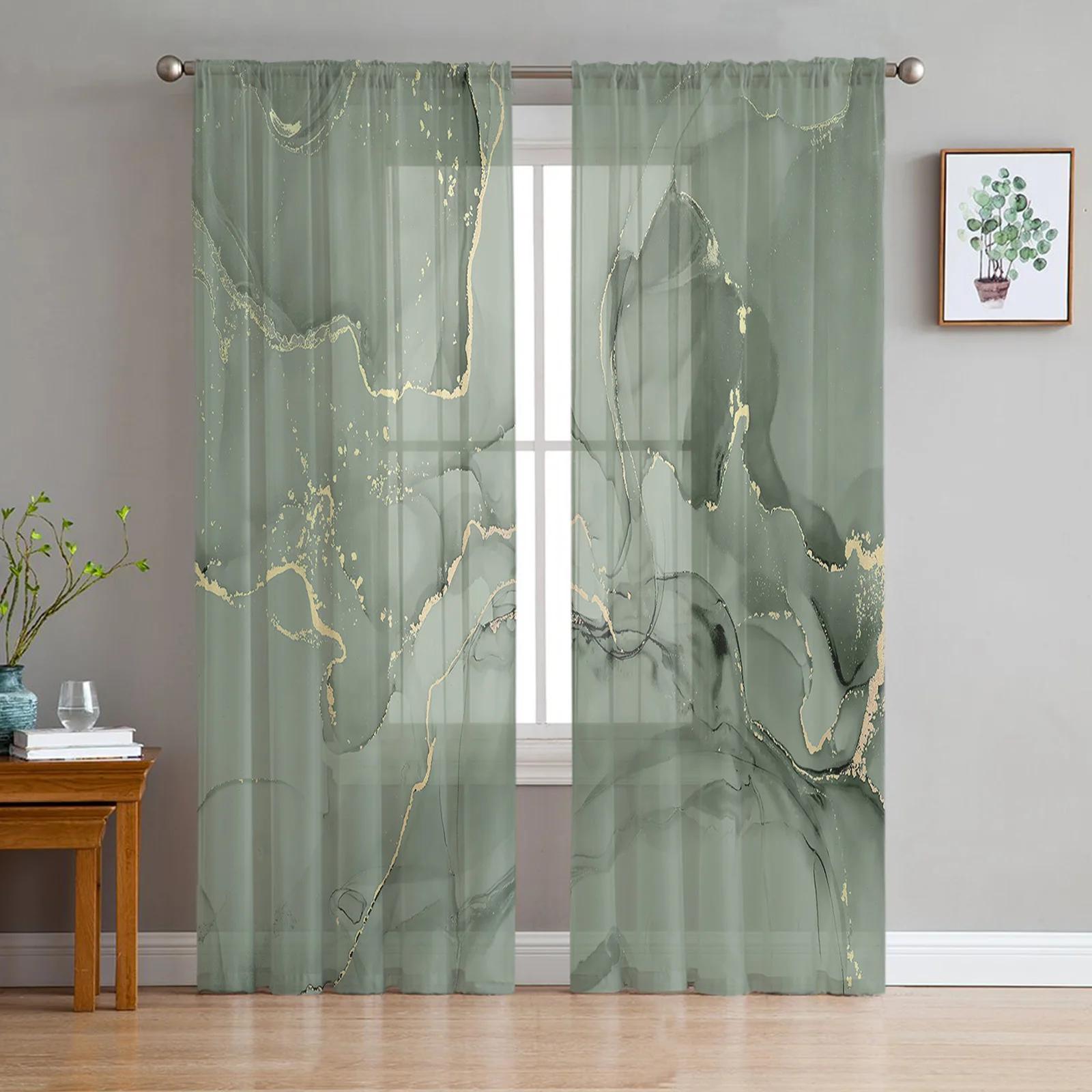 Marmor Farbverlauf Rosa Transparente Vorhänge für Wohnzimmer Dekoration Fenster Vorhänge für Küche Tüll Voile Organza Vorhänge W135 x H137cm x1&Rod Pocket gray