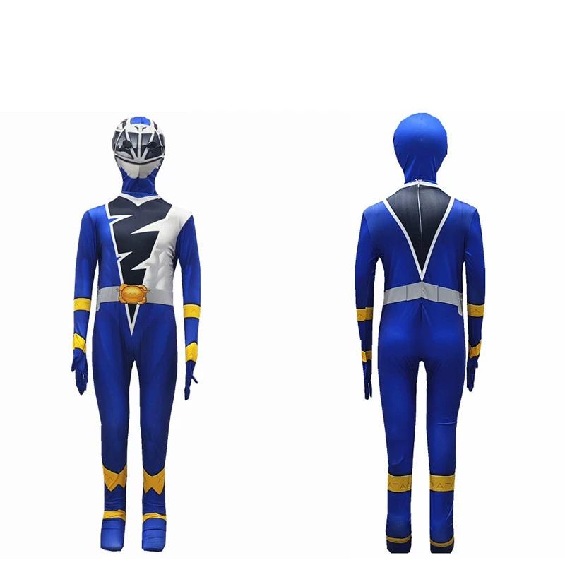 Kinder Jungen Superhelden Rangers Team Overall Maske Kleidung Set Cosplay Kostüme Halloween Geburtstagsparty Zentai Anzug Outfits 120cm blau