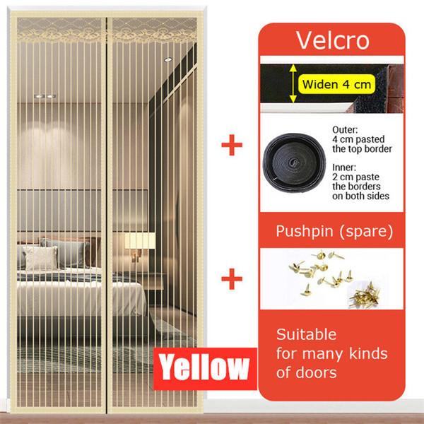 1 Set Magnet Tür Bildschirm Net Anti Moskito Insekten Fly Bug Vorhänge Net Tür Bildschirm Küche Vorhänge Magnet Tür ScreenNet 140x220 cm gelb