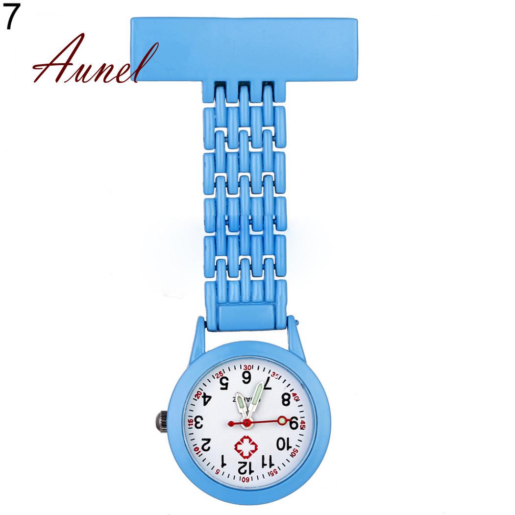 Taschenuhr mit Quarz-Analog-Brosche aus Metall zum Aufstecken, medizinische Krankenschwester-Taschenuhr himmelblaue