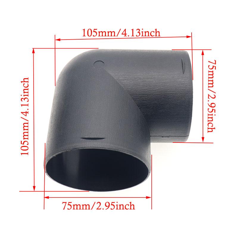 Auto Luft Heizung Heizung Kanal Rohr Winkel Outle 42/60/75/90mm Schwarz Kunststoff Stecker Heizung heizung Rohr Luft Ansaugrohr