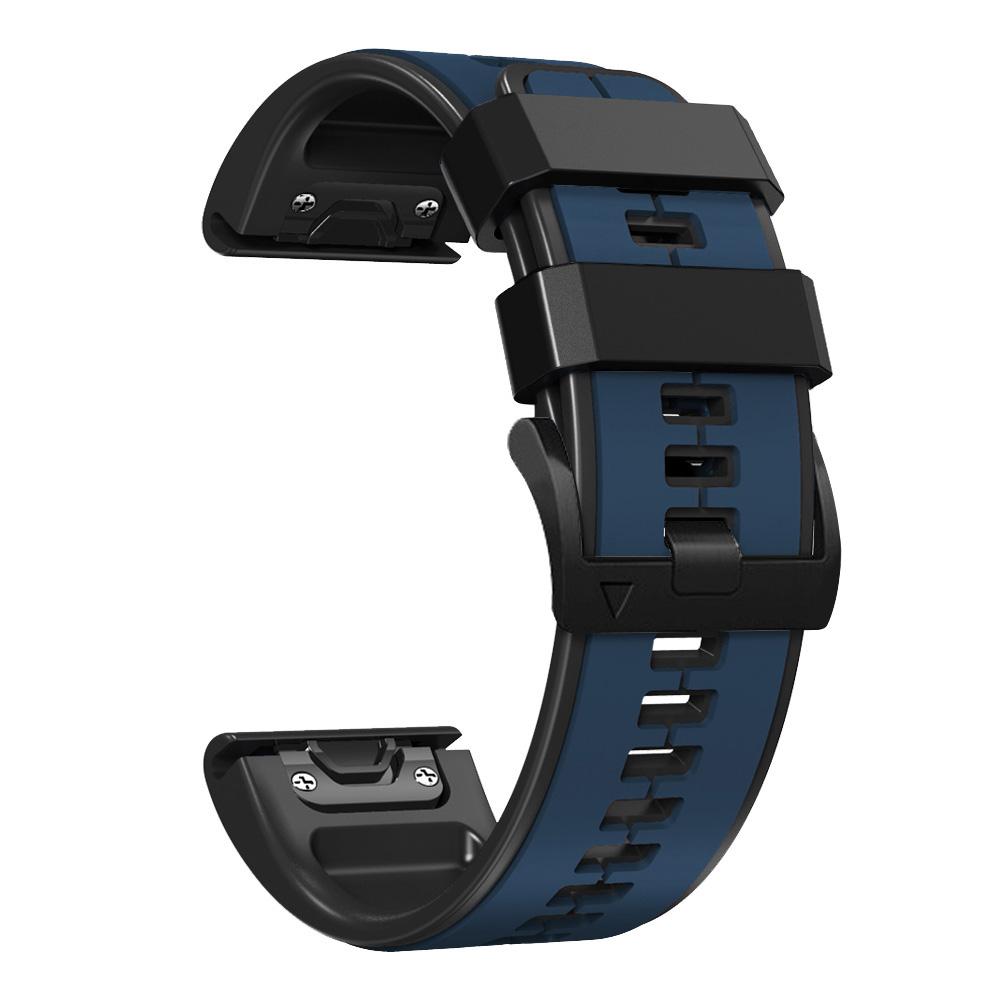 22mm 26mm Silikonarmband für Garmin Fenix ​​7 7X 6 6X 5 5X Schnellverschluss-Armband für Garmin Fenix ​​3/3 HR/3 Sapphire Uhrenarmbänder 22mm (Fenix 7 6 5) schwarz/dunkelblaue