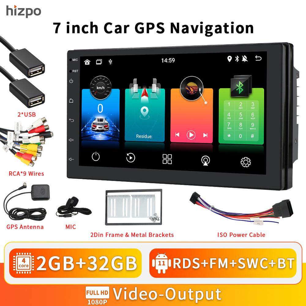 Autoradio Hizpo 2 GB + 32 GB Carplay 7 Zoll 2 Din Android Universal Auto Multimedia Player Stereo 2Din Video Autoradio Head Unit Stereo Navigation GPS WiFi 2GB+32GB NO-Carplay