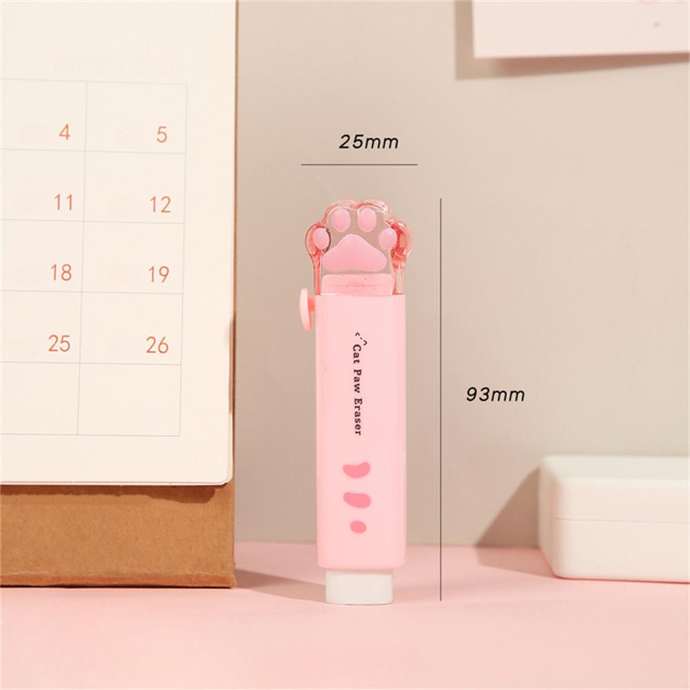 1 Stück Schöne Katzenpfote Tragbarer Radiergummi Kreatives Push-Pull-Design Bleistift-Radiergummis Für Kinder Schulbürobedarf Schreibwaren rosa