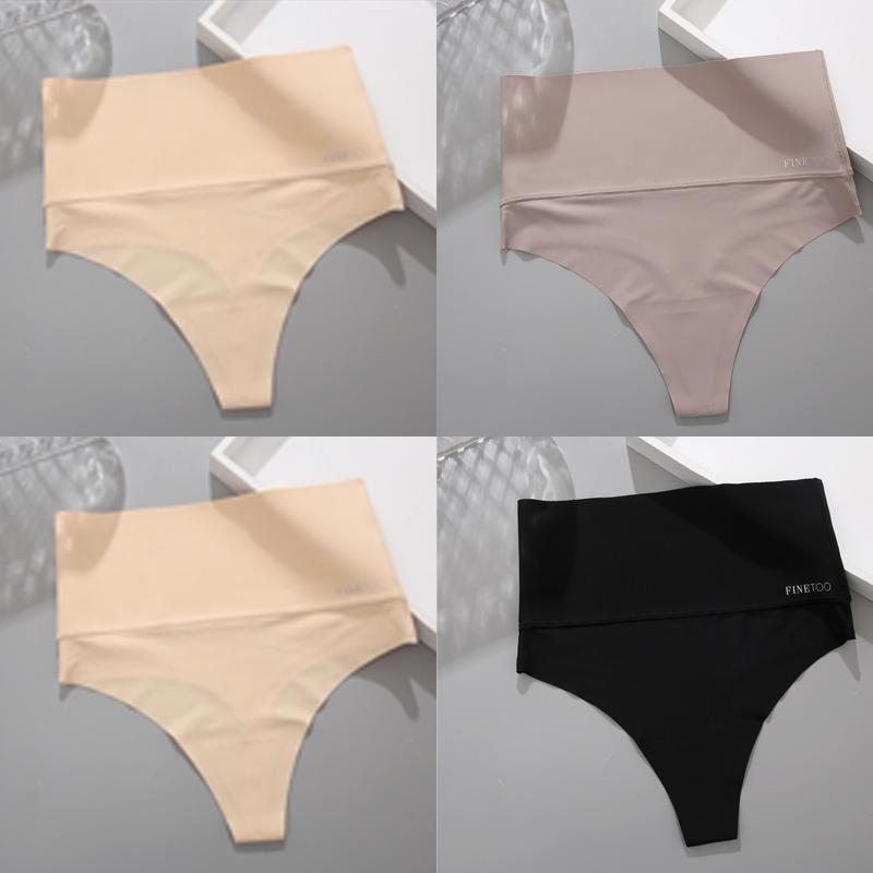 FINETOO 4 Stück Intimwäsche Dessous Shapewear Slips Bodyshaper Hohe Taille Nahtloser Tanga Damen Slips Unterwäsche Antibakteriell Weiblich M&SET