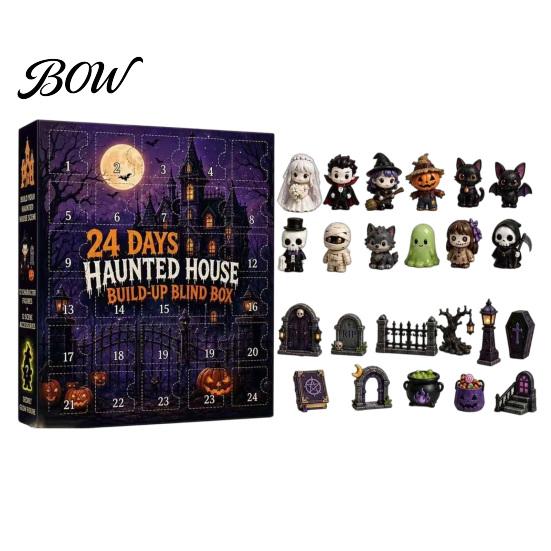 Sammler Halloween Figuren Adventskalender 2026, 24 Tage Countdown mit für Sammler Mini Figuren, Gruselige Puppenfiguren Kinder, Partygeschenke Sicher C
