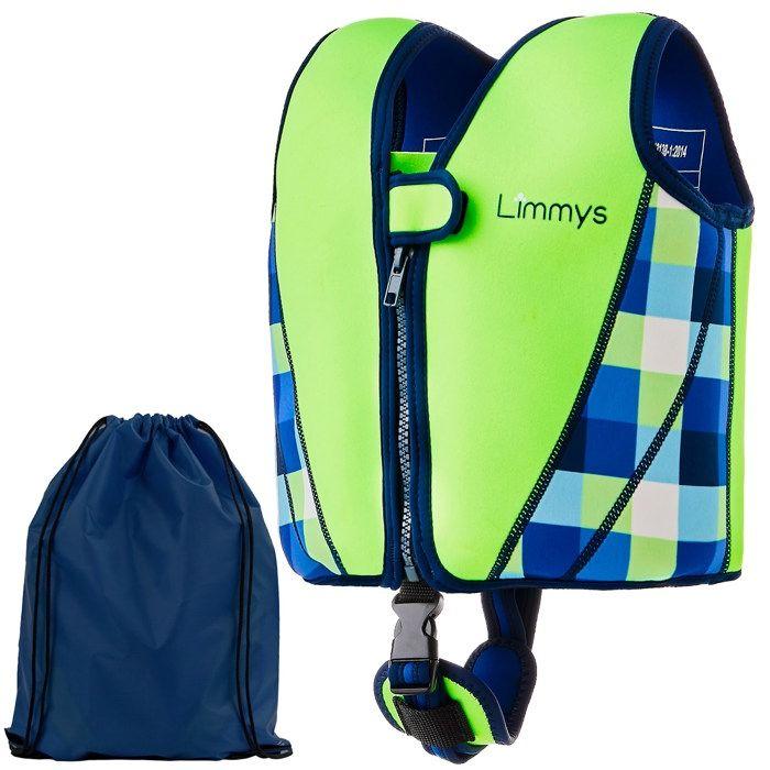 Limmys Premium Neopren Schwimmweste - Rettungsweste für Kinder - 8 Herausnehmbare Schwimmkörper - Neon Grün - Groß grün