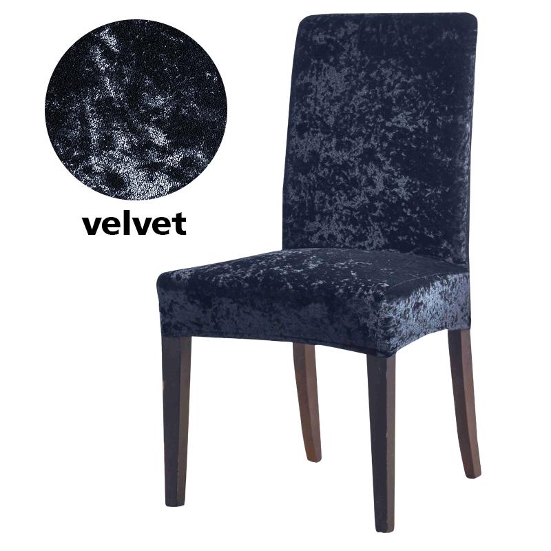Stuhlhussen für Esszimmerstühle, samtig, weich, Stretch-Schonbezüge, staubdicht, Sitzbezug für Hochzeit, Hotel, Küche, Bankett, Wohnzimmer, abnehmbar Universal schwarz