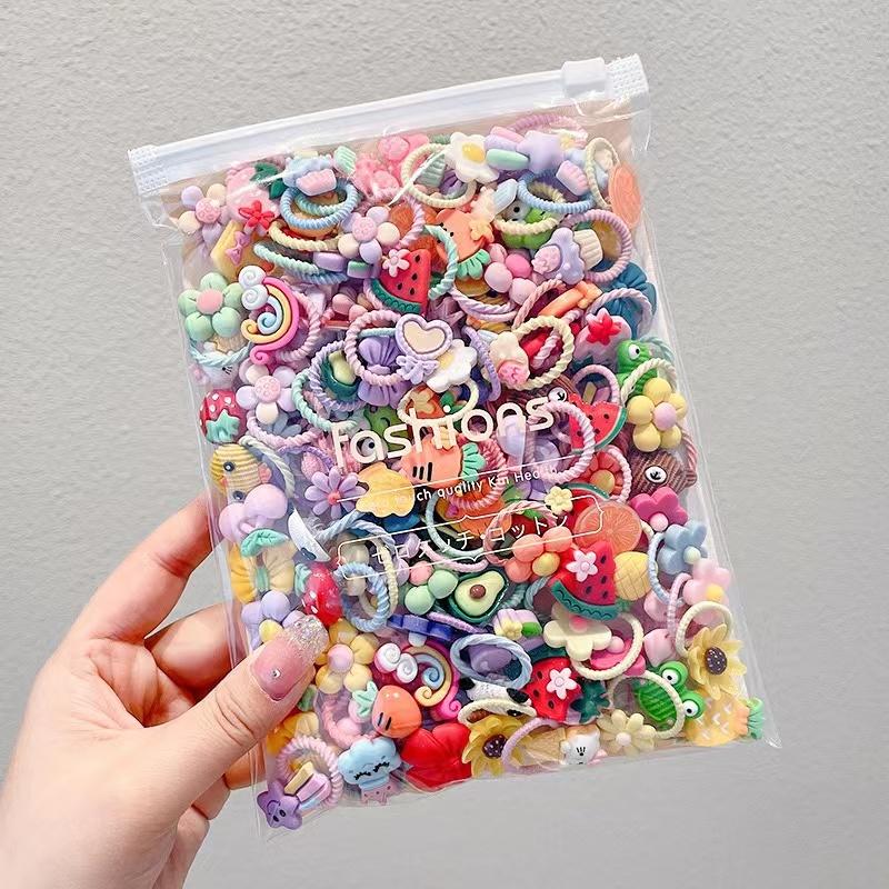 50PCS Baby Mädchen Mini Haarbänder Pferdeschwanz Halter Kind Haar Seil Mode Haar Zubehör Candy Farben Haar Krawatten Gummibänder
