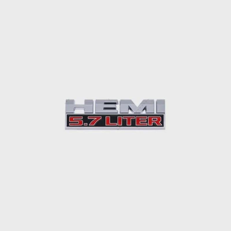 1X Metall 3D Autoaufkleber 5,7 LITER HEMI Emblem Abzeichen Aufkleber für Challenger RAM 1500 2500 3500 Autozubehör 5.7 silver red