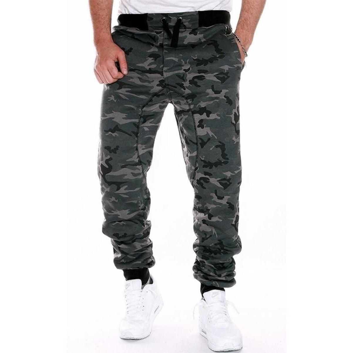 Herren Camouflage Hose Jogginghose Sporthose Fitness Sport Jogging Army L armee grüne