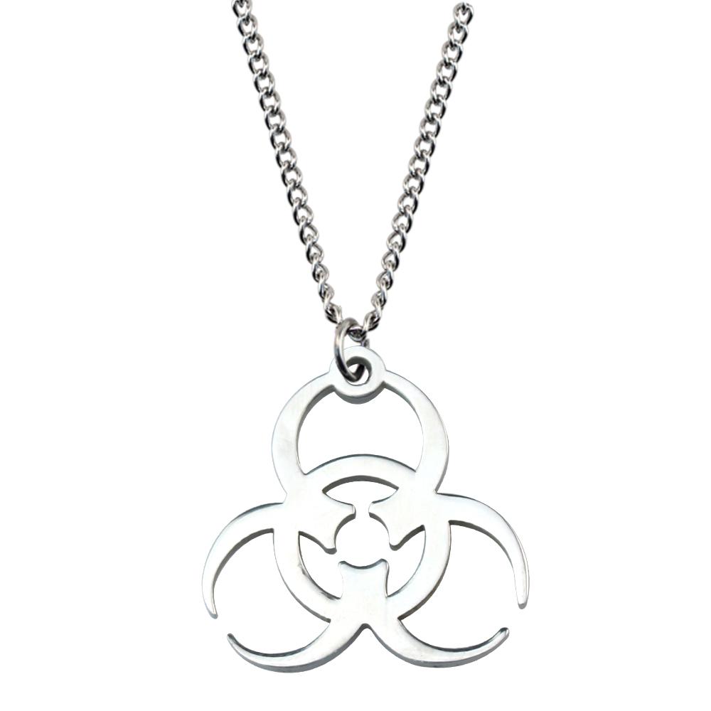 Biochemisches Krisensymbol Edelstahl Halskette Anhänger Farbige Halskette für Damen Herren Punk Schmuck Geschenk white