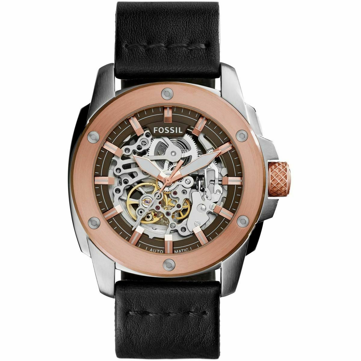 Fossil ME3082 Moderne Herrenuhr mit Skelett-Zifferblatt und automatischem Mechanismus 50 schwarz
