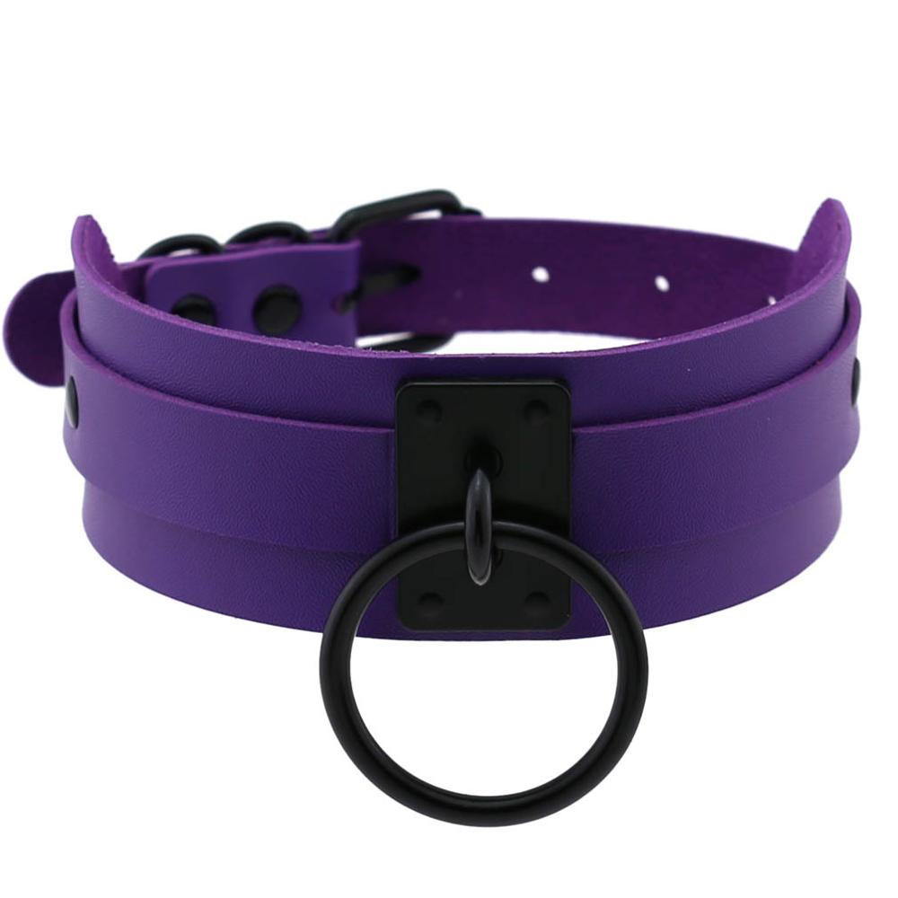 DIEZI Harajuku Cosplay Gothic Halsketten Schwarz Große Kreis Halsketten Leder Choker Halsketten Damen Herren Schmuck Mode Goth