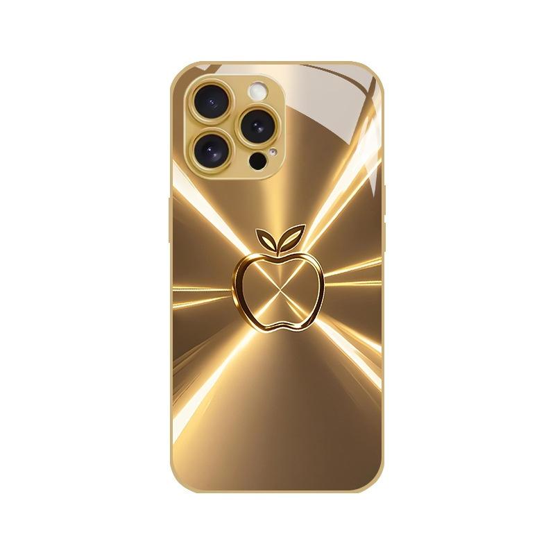 Der goldene Buchstabe Für IPhone 17Pro Max 16 17 Pro 15 Pro 14 13 Plus 12 Mini 11Pro Max XR 16E 17 Air Goldene Glas-Handyhülle iPhone 11 Pro Max