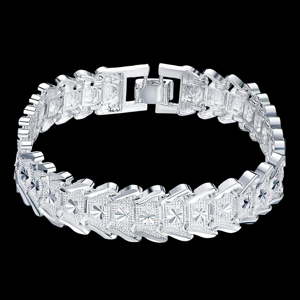 925 Sterling Silber Breites Armband Armband Modeschmuck 20CM