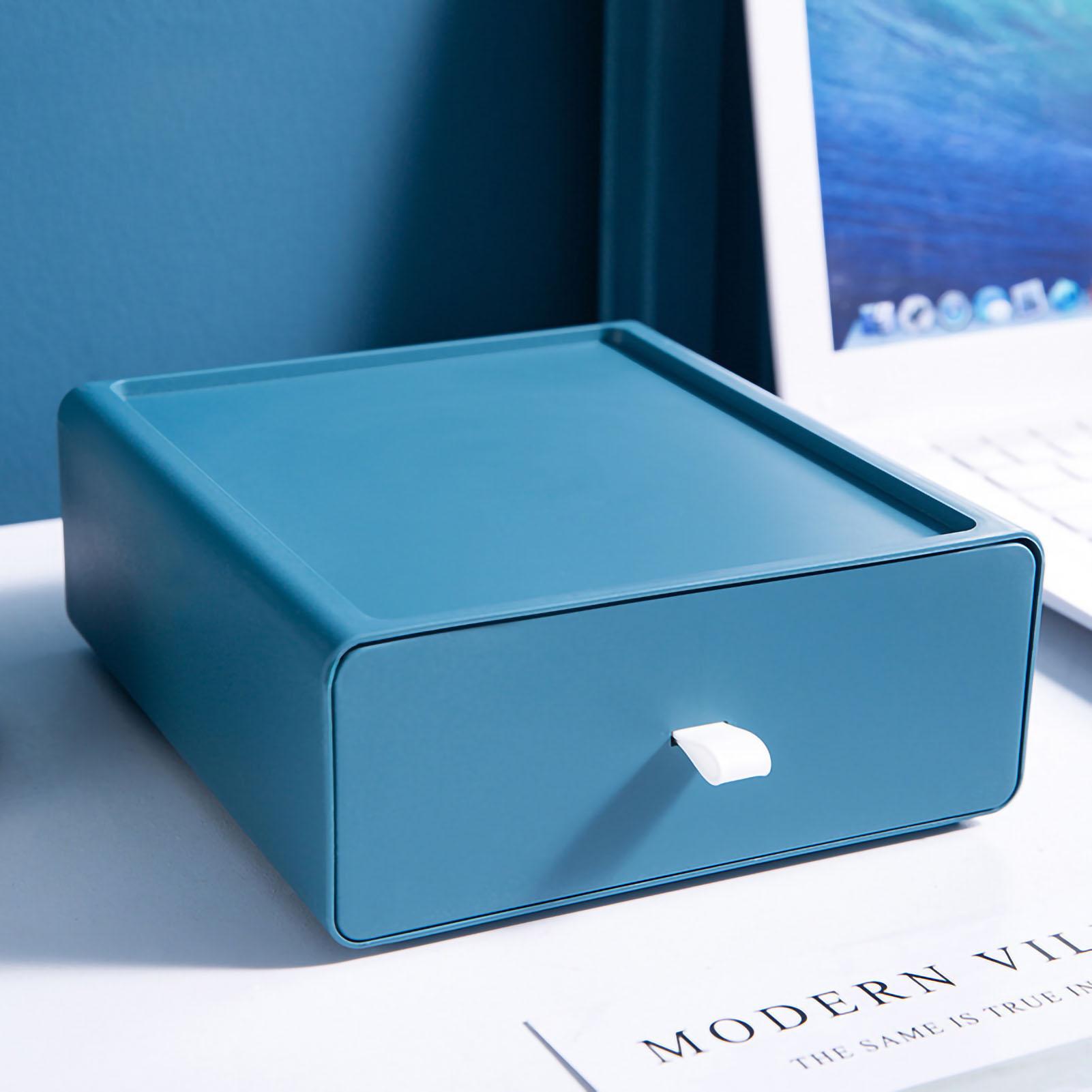 Desktop Storage Box Schublade Design Starke Belastung Lager Stapelbar Desktop Organizer Storage Box für blau