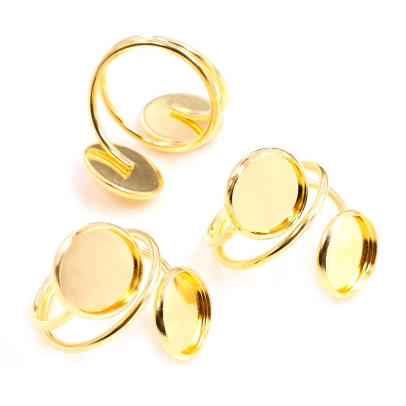 12mm 5 Stück Gold Silber Beschichtet Edelstahl Verstellbare Ringfassungen Leer/Basis,Passend für 12mm Glas Cabochons,Knöpfe Ring Fassungen gold