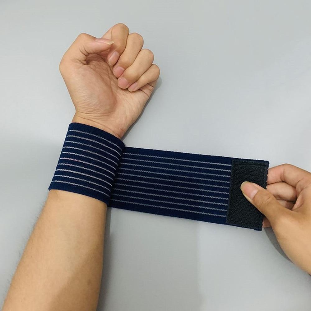 1PC Vliesstoffe Elastische Taille Sport Gym Unterstützung Armband Verband Fitness Hand Sport Sicherheit Zubehör Handgelenk Brace Wrap dunkelblaue