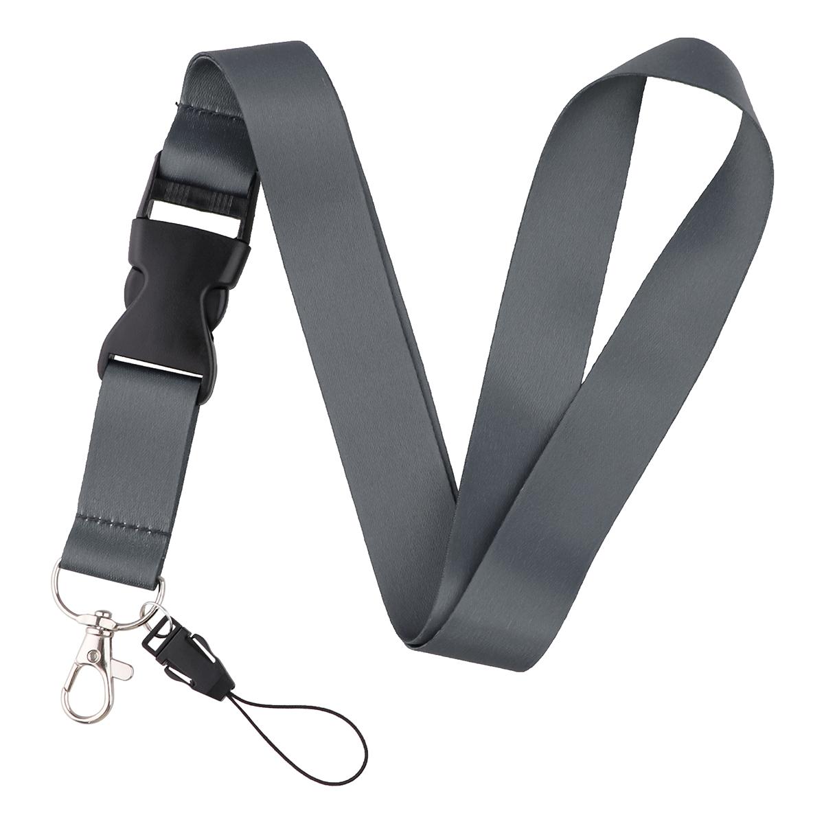 Graues Umhängeband, einfarbige Schlüsselbänder für Schlüssel, Ausweise, Fitnessstudio, Handygurt, USB-Ausweishalter, Handy-Zubehör