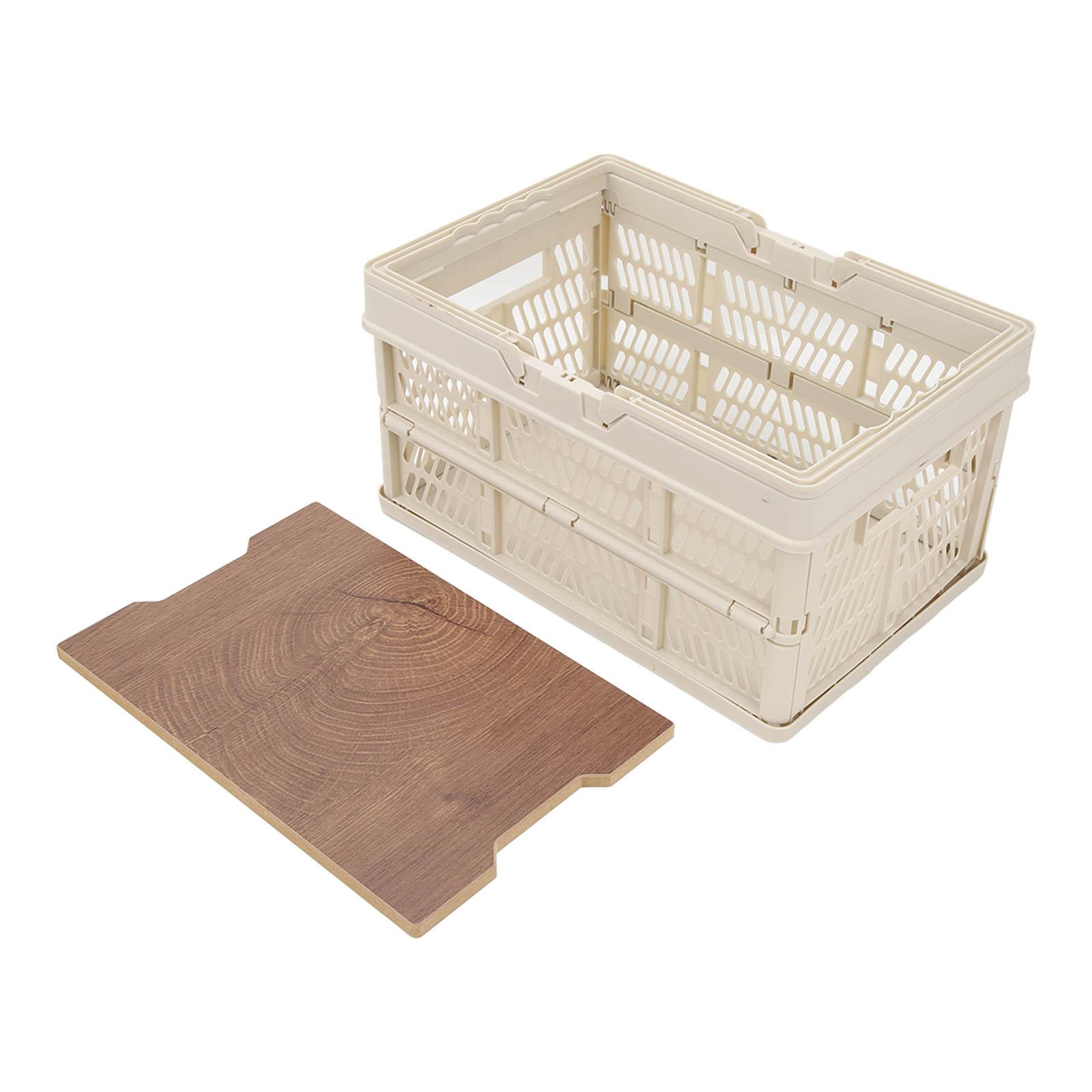 Camping-Picknickkorb, faltbar, große Kapazität, Multifunktions-Hand-Camping-Aufbewahrungskorb, Camping S weiße grau