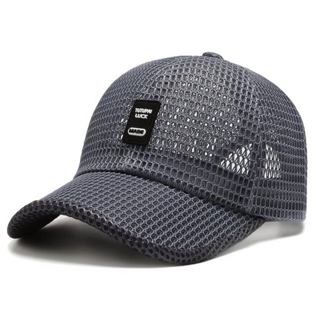 Herren Mesh Baseball Cap Atmungsaktive Sommer Caps Papa Hut Outdoor Angeln Hüte Bone Gorras Snapback Trucker Cap Anti-UV Hut Unisex Hut Zubehör dunkelgrau
