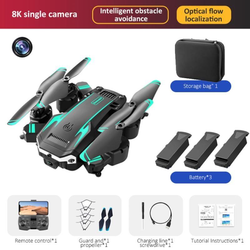 Drohne Dualkamera 8K HD GPS Professionelle Luftaufnahmen Hindernisvermeidung Vier-Rotor-Hubschrauber Drohne Spielzeug Fernbedienungsflugzeug Green-Single camera-3 B